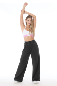 Women's High <b>Waist</b> <b>Elastic</b> Black Wide Leg Pants Casual Loose Fit Full Length <b>Trousers</b> <b>With</b> Back Pocket - Product Image 5