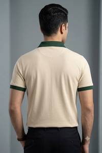 Camiseta de Hombre con Cuello en Contraste Antiarrugas, de Punto, Manga Corta, Corte Regular, con Patrón, Logotipo Personalizado, Uniforme - Product Image 2
