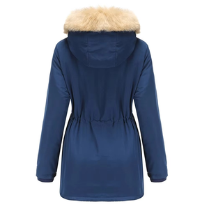 Chaqueta Parka de Invierno para Mujer, de Cuero Genuino, Transpirable, con Estampado Animal y Ribete de Piel, Acolchada, Cortavientos, de Manga Larga - Product Image 2