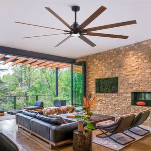 Ventilateur de plafond LED noir à profil bas de 84 pouces avec lumière - Product Image 2