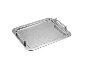 Bandeja Rectangular de Acero Inoxidable Martillado de Primera Selección con Asas Elevadas para Servir en Hoteles y Comedores - Product Image 1