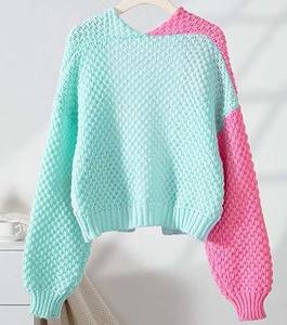 Suéter Holgado Estético para Mujer, Colores Pastel, Tejido de Punto, Suave y Femenino, Tendencia de Moda Otoñal para el Mercado Estadounidense - Product Image 2