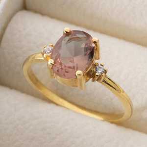 Bague en quartz fumé naturel, argent sterling 925, plaqué or 14 carats, pierre précieuse en quartz fumé changeant de couleur, bague turque délicate, cadeau - Product Image 1