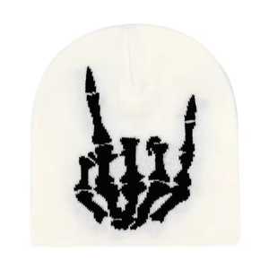 Unisex Black Beanie Hat With Green Skeleton Hands Pattern 100% Acrylic Knitted <b>Winter</b> <b>Cap</b> Casual Street Style Adult 56-58CM - Product Image 3