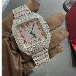 Reloj Antiguo de Moissanita Incolora Cultivada en Laboratorio de Alta Calidad, Estilo Empresarial Mecánico Automático, Oro Blanco de 40mm, Estilo Hip Hop Iced - Product Image 2