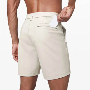 Pantalones Cortos Bermuda Beige para Hombre, Color Sólido, Tela Oxford de Algodón, Estilo Casual con Bolsillos, Cintura Media, Cierre de Botones - Product Image 4