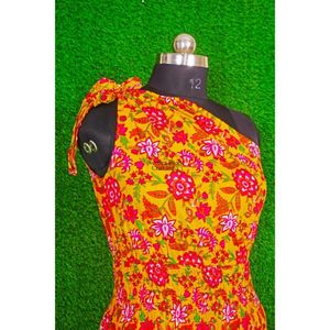Hermoso Vestido Midi de Algodón con Estampado Floral Ecológico para Mujer, Estampado a Mano, con Encaje, para Bodas Indias, Casual, de Verano, para la Playa - Product Image 3