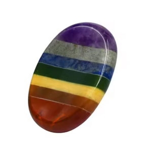 Pierre de méditation naturelle 7 Chakras, pierre de pouce polie, pierre précieuse en cristal, cadeau - Product Image 1