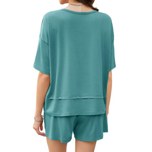 Custom Own Design Oversize T Shirt And Shorts Women French Terry Distressed Oversized Daily To Wear Women's <b>Sets</b> Custom Logo - Product Image 6