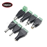 Adaptateur de prise RCA en laiton nickelé, 5A 12V, pour câble PVC rectangulaire mâle noir/vert 26-14AWG, personnalisable en gros
