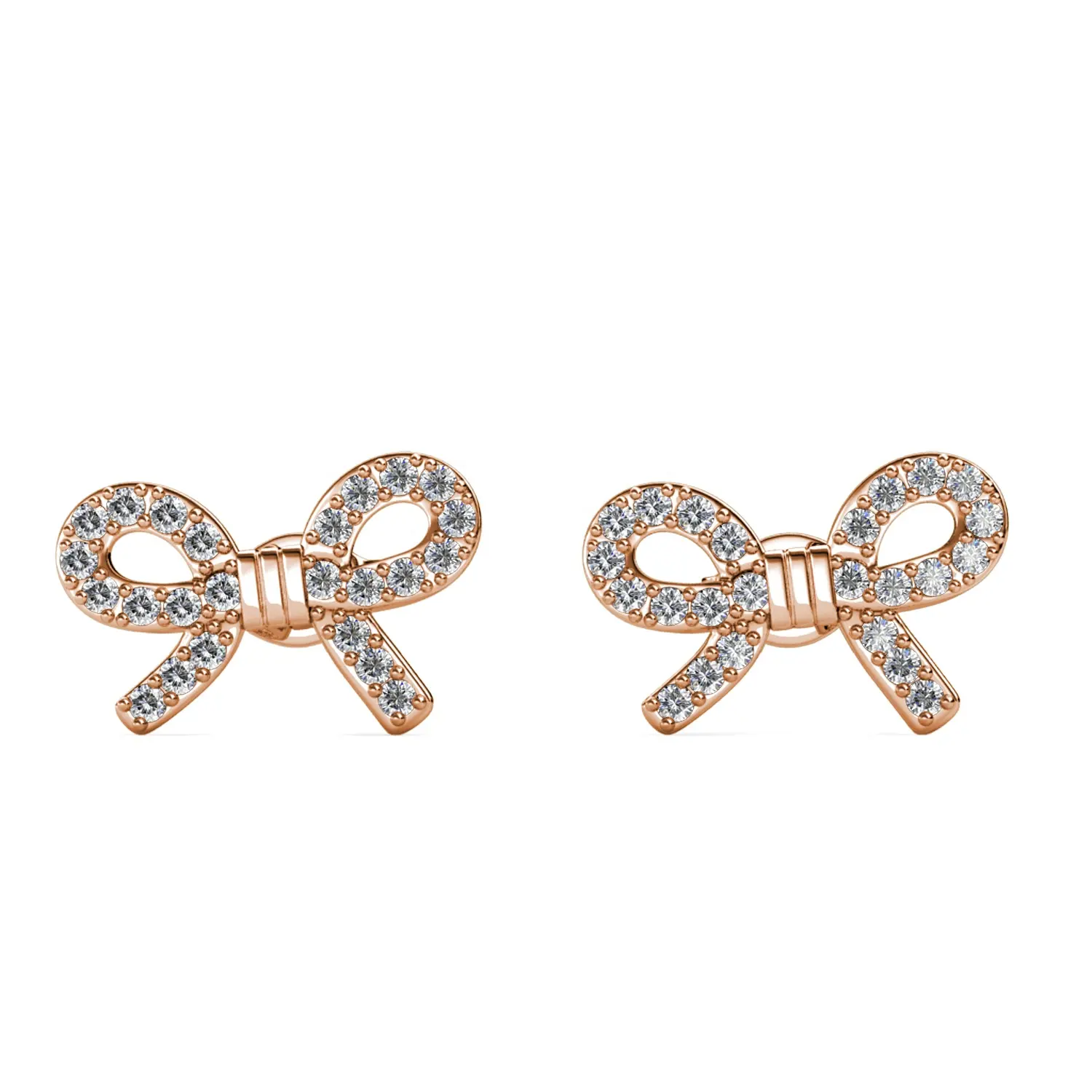 Destiny Jewellery 2021 New AAA Zircon Korean Jewelry Gold Bow Knot Tiny Stud Earrings Jewelry Gift For Her