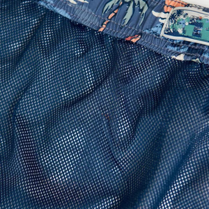 Short de bain imprimé bleu marine pour hommes, avec palmiers et voiliers, séchage rapide, short de plage décontracté, taille avec cordon de serrage - Product Image 5