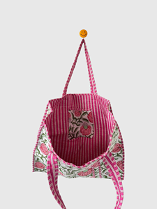 Sac fourre-tout en toile à motif floral avec ouverture supérieure pour le shopping, style tendance toutes saisons - Product Image 4