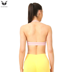 Solid Color Newest Lightweight Durable Eco Friendly Best Selling Hand Made Customized Logo Print Simple <b>Halter</b> <b>Neck</b> Sports <b>Bra</b> - Product Image 5