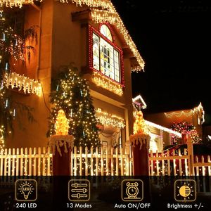 88Ft 240LED Connectable Indoor Outdoor String <b>Lights</b> Clear <b>Wire</b> with Warm White Christmas Twinkle Fairy <b>Light</b> Plug - Product Image 3