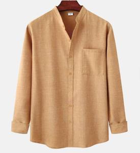 Camisa de Hombre de Manga Larga con un Solo Botón, Transpirable, Antiarrugas, de Color Sólido, 100% Algodón, Estilo Casual para Otoño - Product Image 5