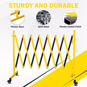 Portable 11FT Retractable Security Gate Metal Expandable Traffic Barricade with Casters Outdoor Barr for Driveway Security - Product Image 2