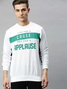 Sweat-shirt blanc à col rond pour homme, coupe classique, motif imprimé, pull décontracté, tricot d'automne, 100% coton - Product Image 3
