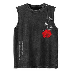 Débardeurs graphiques pour hommes, t-shirts sans manches délavés, style vintage en coton, streetwear décontracté, légers, tendance - Product Image 1