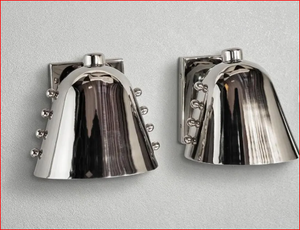 Mid Century Modern Cone <b>Wall</b> <b>Sconce</b> with Rivet Accents Polished Chrome Finish LED <b>Lighting</b> for Living Room - Product Image 2