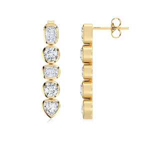 Classic Cushion Cut Multi Shape Bezel Set Lab Grown Drop <b>Earrings</b> 10K 14K 18K Gold 925 935 Sterling <b>Silver</b> for <b>Wedding</b> Gift - Product Image 2