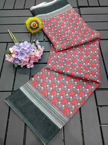 Sari Kanjivaram de lino, algodón y seda con estampado gráfico tejido KV e impresión digital - Product Image 6