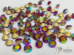 Cristales de Cristal Chaton con Brillo Jacinto para Joyería, Piedras de Cristal Facetadas de Primera Calidad, Gemas Sueltas con Brillo Aurora Naranja - Product Image 4