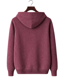 Sudadera con Capucha de Punto Color Granate Personalizada para Hombre, Cierre de Tres Botones, Mezcla de Algodón Suave, Cálida para Invierno, Estilo Casual Urbano, Logotipo Personalizado OEM - Product Image 5