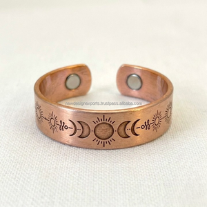 Anillo de Cobre Puro Premium con Fases Lunares • Banda de Lujo con Sol Central y Curación Celestial - Product Image 4
