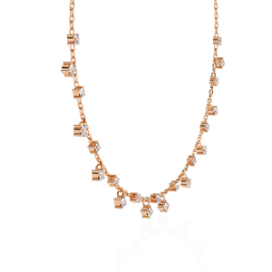 Fringe Choker <b>Necklace</b> Featuring a Delicate Station Chain with Shimmering Round Cut Lab Grown Diamond In 10K 14K 18K Rose Gold - Product Image 4