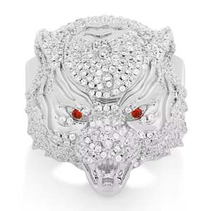 Bague Tête de Lion Luxe Plaqué Or Diamant Hip Hop, Bijou Animalier de Déclaration pour Homme, Idéal Soirée et Cadeau - Product Image 2