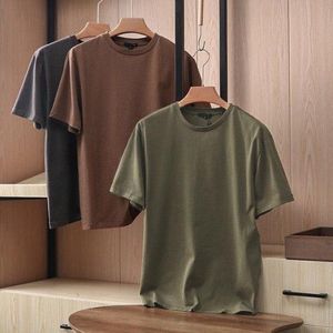 Camisetas de Algodón Tejido para Hombre, Tallas Grandes, Color Sólido, Holgadas, Casuales, Cuello Redondo, para Gimnasio, Fitness y Deportes, con Logotipo Personalizado, Gran Venta - Product Image 3