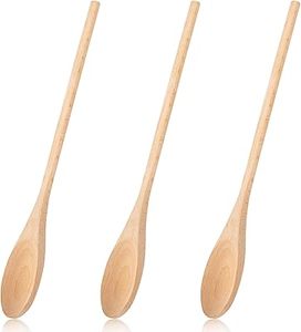 Cuillère en bois massif écologique à long manche pour la cuisine, idéale pour mélanger et remuer, ustensile pratique pour la soupe, le curry et le riz. - Product Image 2