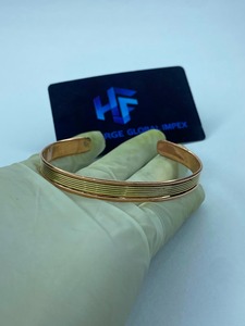 Handmade Gold Plated <b>Copper</b> Brass Cuff <b>Bracelet</b> Adjustable Vintage Design with Magnet Stone - Product Image 1