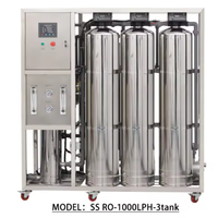 Station de Traitement d'Eau Industrielle RO Automatique en Acier Inoxydable 1000 LPH avec Moteur de Pompe PLC, 98% Désalinisation, Débit de Sortie 6000 GPD, 220V, Garantie 1 An