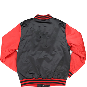 เสื้อแจ็คเก็ตบอมเบอร์สีดำแดงผ้าซาตินของทีมคลาร์กแอตแลนตาแพนเธอร์ส ปักโลโก้ทีมด้านหน้า สไตล์พรีเมียม สตรีทแวร์ สำหรับฤดูใบไม้ผลิ - Product Image 4