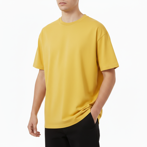 เสื้อยืดคอกลมแขนสั้นสีพื้น ผ้าฝ้าย 100% ใส่สบาย ทรงหลวม ไม่เป็นขุย เหมาะสำหรับฤดูร้อน เสื้อยืดผู้ชาย - Product Image 4