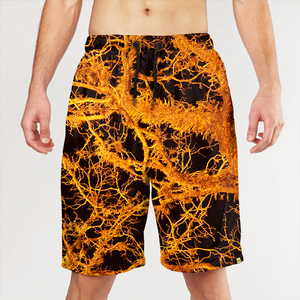 Shorts de Baño para Hombre, a Rayas Blancas y Naranjas, de Secado Rápido, con Cordón Ajustable, Casuales, de Longitud Corta, Cintura Media, Poliéster - Product Image 6