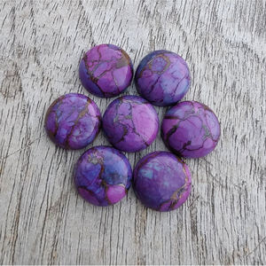 Cabochon rond plat en cuivre violet et turquoise, pierre précieuse polie et calibrée, pierre en vrac pour la fabrication de bijoux, toutes tailles disponibles - Product Image 2
