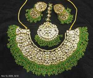 Conjunto de Joyería Nupcial Clásica Étnica Chapada en Oro Kundan Real Indio para Mujer, Última Elegancia Tradicional Real - Product Image 2