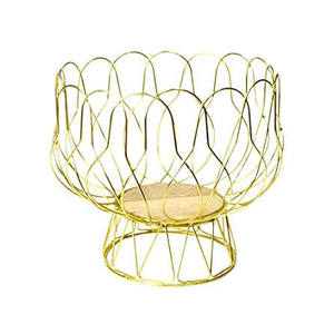 Panier de rangement moderne en fil doré, corbeille à fruits ronde en métal 21 cm, design durable pour la décoration du salon - Product Image 1
