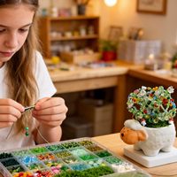 Kit de plantes à perles vertes de luxe SY Brand Suncatcher Aurora Plant, 4607 pièces, avec étiquette amusante pour maman, cadeau au crochet
