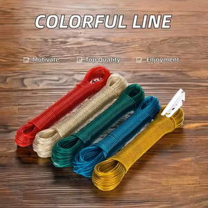 <b>Wall</b>-Mounted Retractable Waterproof Portable Eco-Friendly Clothing Organizer Flexible PVC-Coated Plastic Steel <b>Wire</b> Clothes Line - Product Image 2