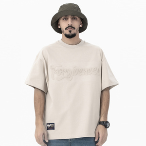 Custom Logo 230Gsm Heavy <b>Weight</b> Black White Men's <b>Blank</b> Casual Knitted Letter T-Shirts High Quality Pro Club - Product Image 3