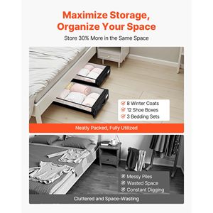 Contenitori portaoggetti sotto il letto con coperchio trasparente e ruote, organizer per scarpe 30,3 x 18,5 x 6,8 pollici - Product Image 6