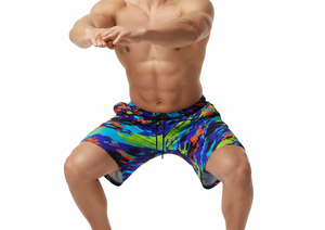Men's Mid Waist Woven Print Board <b>Shorts</b> Quick Dry Drawstring Casual Swim Trunks <b>Short</b> Length Multicolor Geometric Pattern - Product Image 4