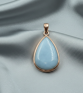 Top Quality Blue <b>Opal</b> Teardrop <b>Pendant</b> 925 Sterling Silver Yellow Gold Plated Handmade Gemstone Jewelry Minimalist Elegant Gift - Product Image 3