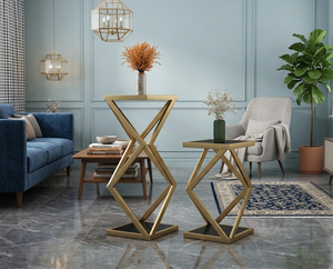 Mesa Auxiliar Decorativa Moderna de Lujo en Acero Inoxidable 304 Dorado, Base Geométrica de Metal para Decoración del Hogar y Sala de Estar - Product Image 2