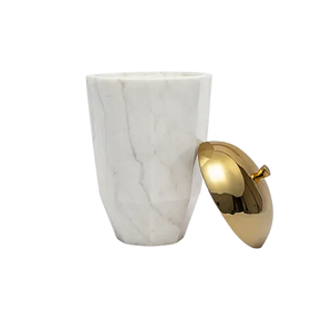 Fantastic Design Marble Medicine Box With Metal Gold Lid Premium Quality Kitchenware Sugar Tea And <b>Spice</b> <b>Jar</b> Box - Product Image 1