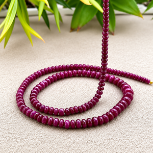 Cuentas de Rubí Natural de 4-6mm, Forma Redonda Lisa, Hilo de 19 Pulgadas, para Fabricación de Joyería, Venta al por Mayor, Color Rojo Rosado Intenso, Chakralume - Product Image 1